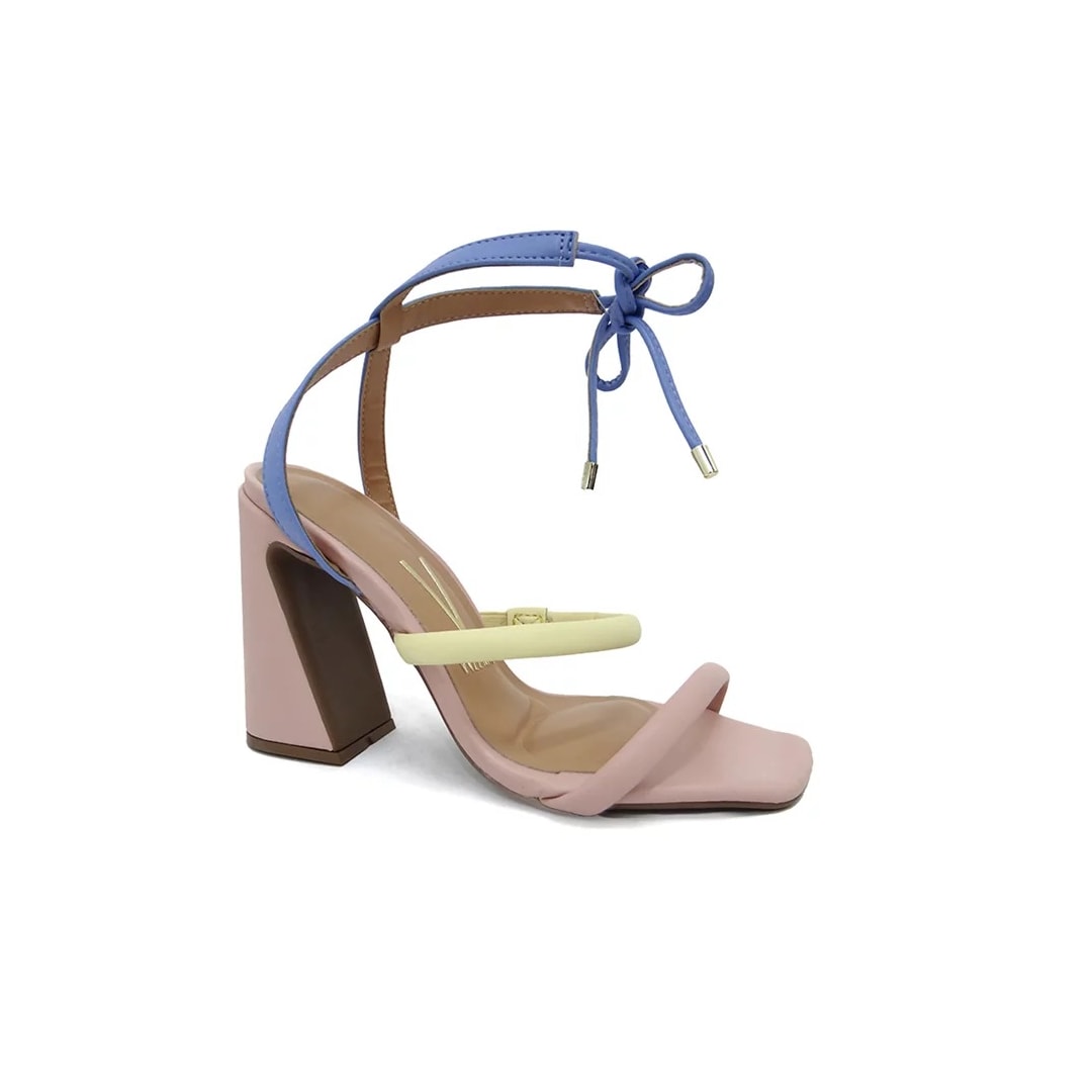 Sandália Vizzano Com Amarraçao 6403.205 Rosa/Jeans/Amarelo