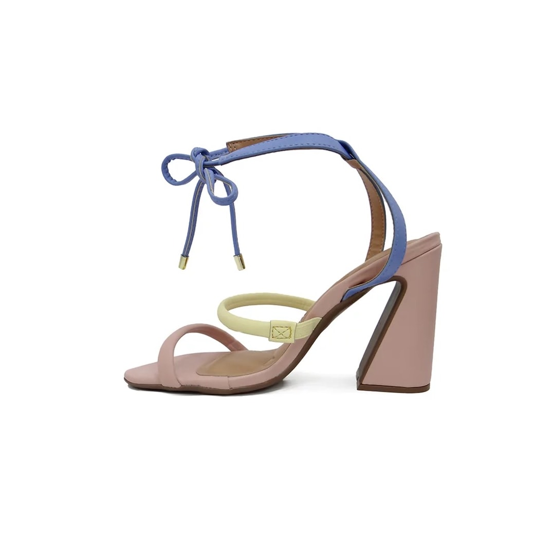 Sandália Vizzano Com Amarraçao 6403.205 Rosa/Jeans/Amarelo