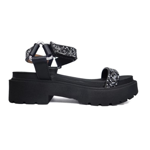 Detalhe - Sandália Vizzano Papete 6499.103 Preto/Preto Cristal