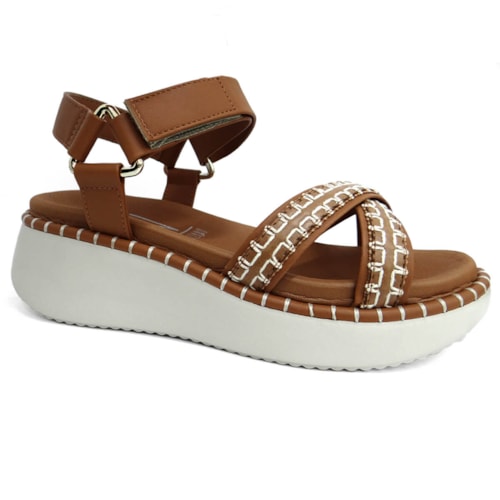 Sandália Vizzano Papete Flat Anabela 6519.102 Camel