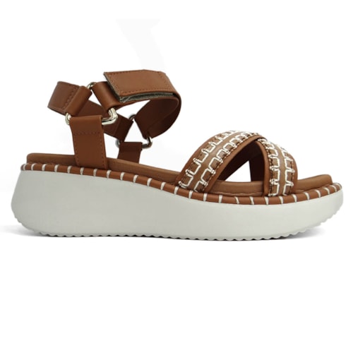 Sandália Vizzano Papete Flat Anabela 6519.102 Camel