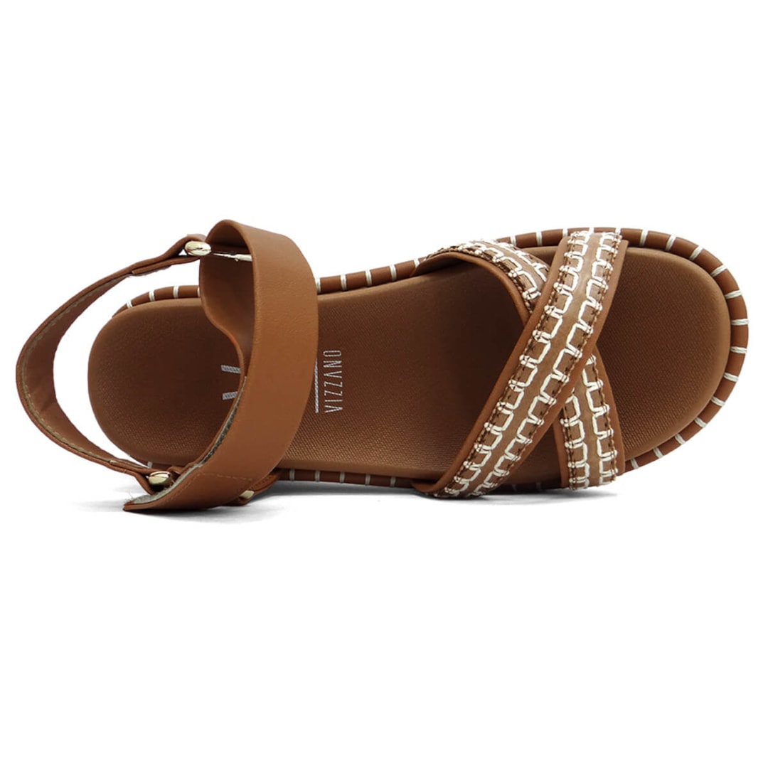 Sandália Vizzano Papete Flat Anabela 6519.102 Camel