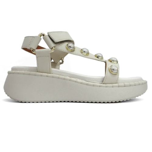 Detalhe - Sandália Vizzano Papete Flat Anabela 6519.103 Branco Off