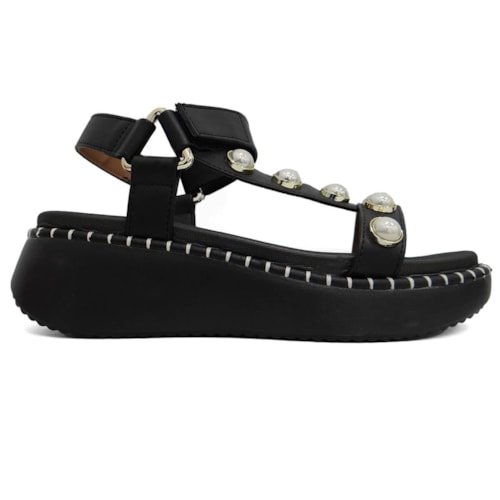 Detalhe - Sandália Vizzano Papete Flat Anabela 6519.103 Preto