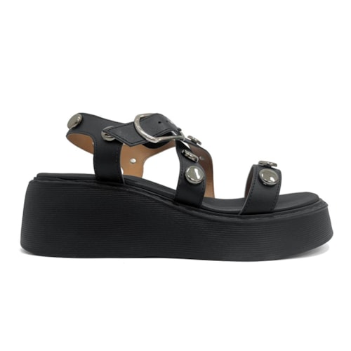 Detalhe - Sandália Vizzano Papete Flat Plataforma 6525.216 Preto