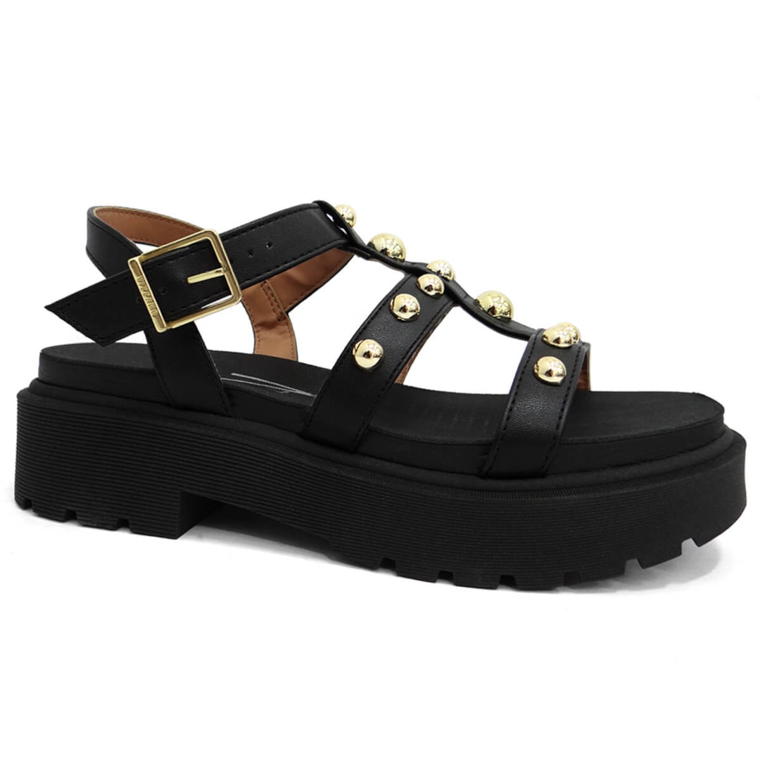 Sandália Vizzano Papete Flat Tratorada 6499.110 Preto Sandália Vizzano Papete Flat Tratorada 6499.110 Preto