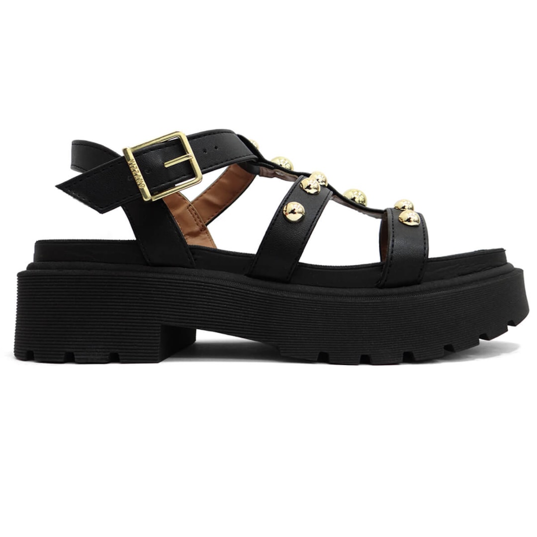 Sandália Vizzano Papete Flat Tratorada 6499.110 Preto Sandália Vizzano Papete Flat Tratorada 6499.110 Preto