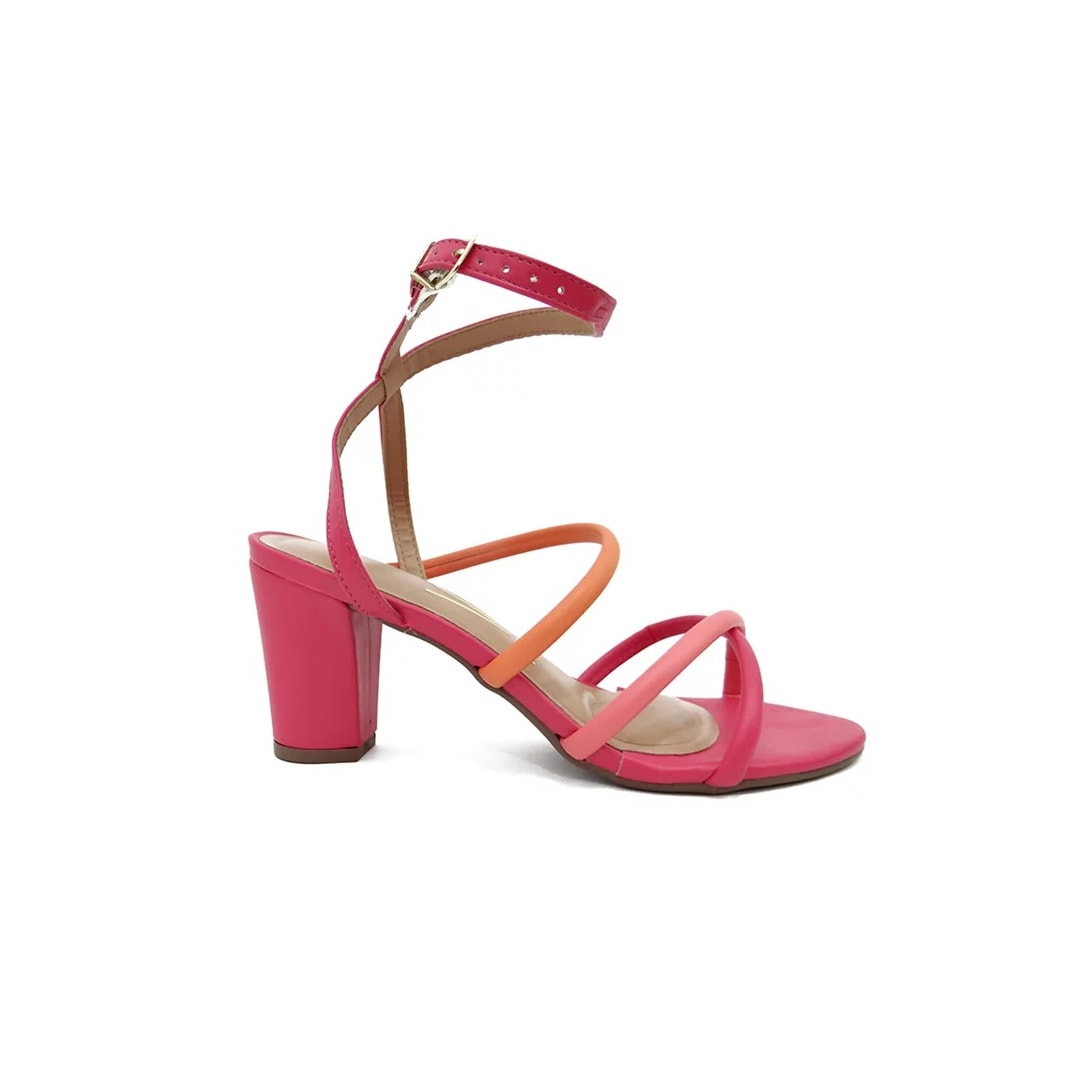 Sandália Vizzano Salto Bloco 6262.1001 Pink/Laranja/Coral