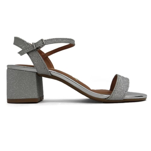 Detalhe - Sandália Vizzano Salto Bloco 6291.900 Prata/Prata