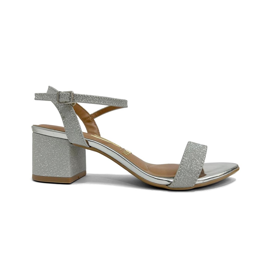 Sandália Vizzano Salto Bloco 6291.900 Prata/Prata Sandália Vizzano Salto Bloco 6291.900 Prata/Prata