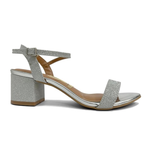 Detalhe - Sandália Vizzano Salto Bloco 6291.900 Prata/Prata