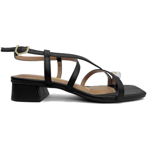 Detalhe - Sandália Vizzano Salto Bloco Baixo 6454.123 Preto