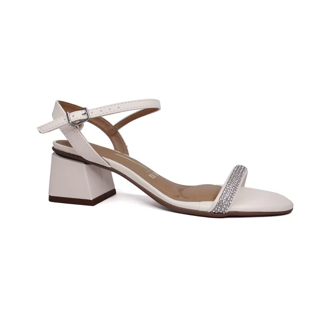 Sandália Vizzano Salto Bloco Médio 6428.130 Branco Off Sandália Vizzano Salto Bloco Médio 6428.130 Branco Off