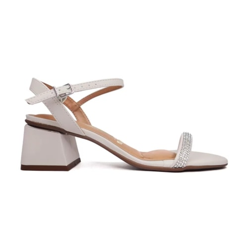 Detalhe - Sandália Vizzano Salto Bloco Médio 6428.130 Branco Off