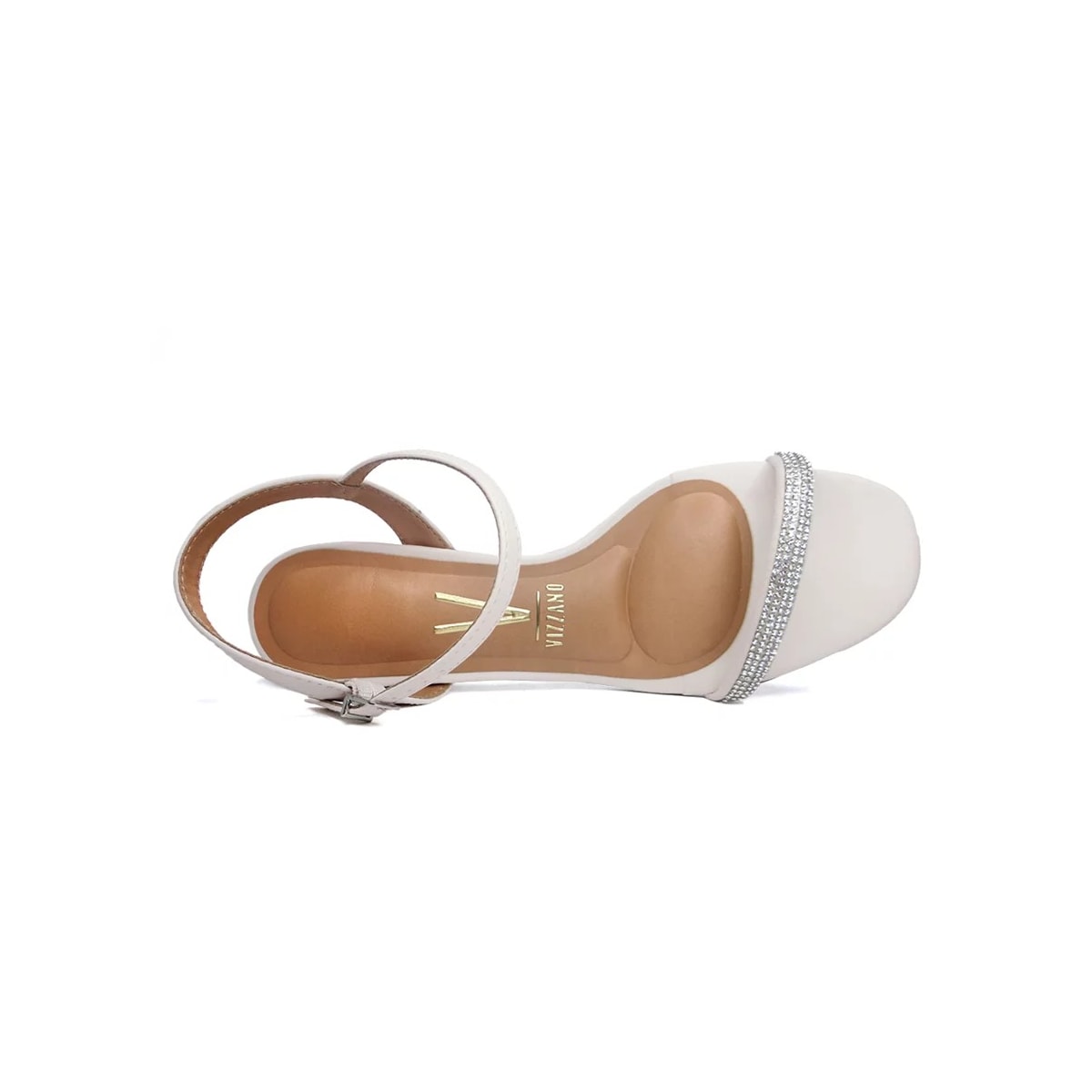 Sandália Vizzano Salto Bloco Médio 6428.130 Branco Off Sandália Vizzano Salto Bloco Médio 6428.130 Branco Off