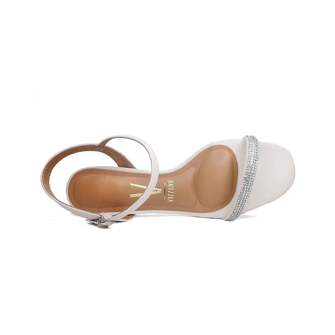 Sandália Vizzano Salto Bloco Médio 6428.130 Branco Off Sandália Vizzano Salto Bloco Médio 6428.130 Branco Off