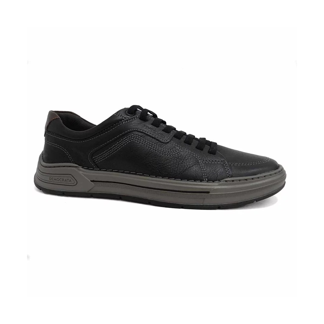 Sapatênis Democrata Casual De Couro 151301 Preto/Tabaco Sapatênis Democrata Casual De Couro 151301 Preto/Tabaco