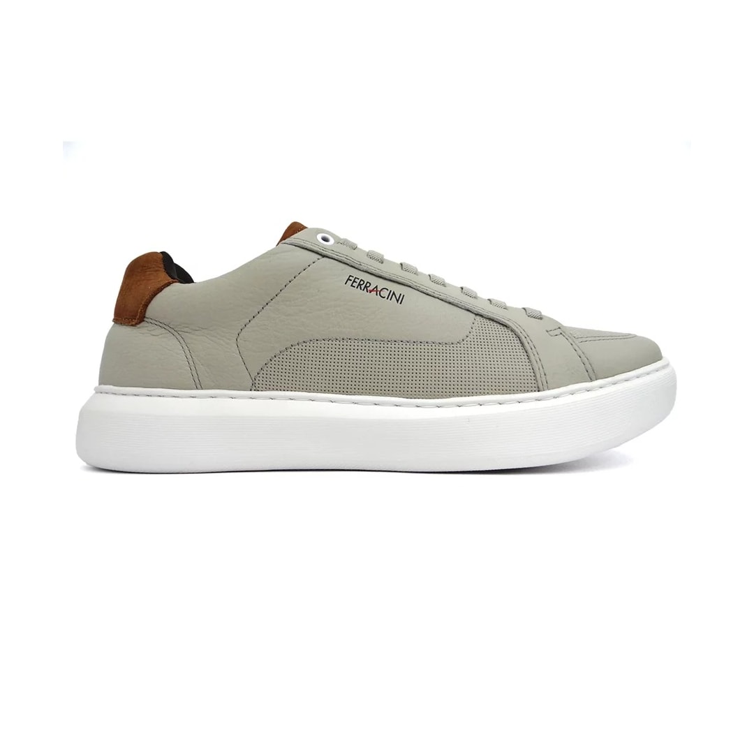Sapatênis Ferracini Marvin Ba Couro 7318-683 Cinza Claro