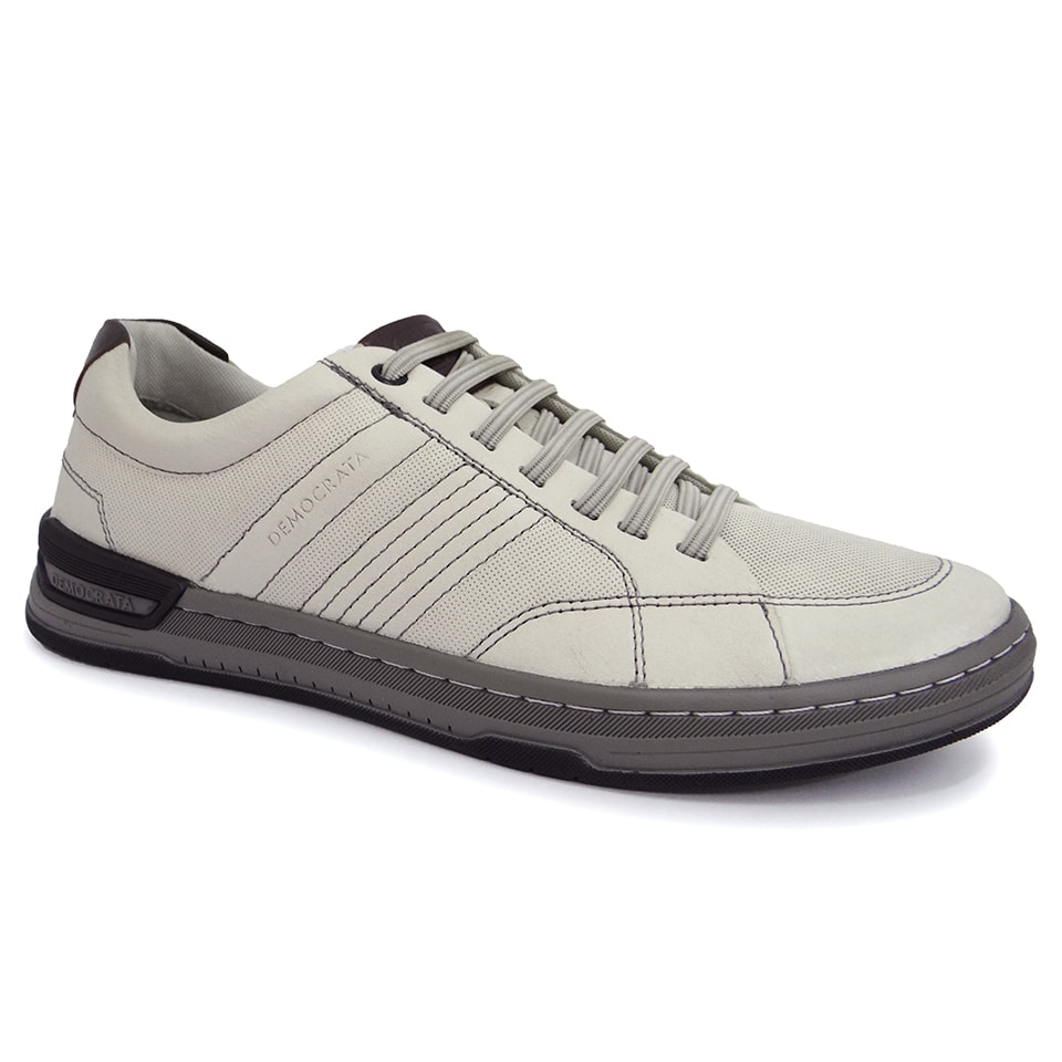 SAPATENIS MASCULINO DE COURO 151119 DEMOCRATA (11) - NEVE/TABACO - Linha  Conforto