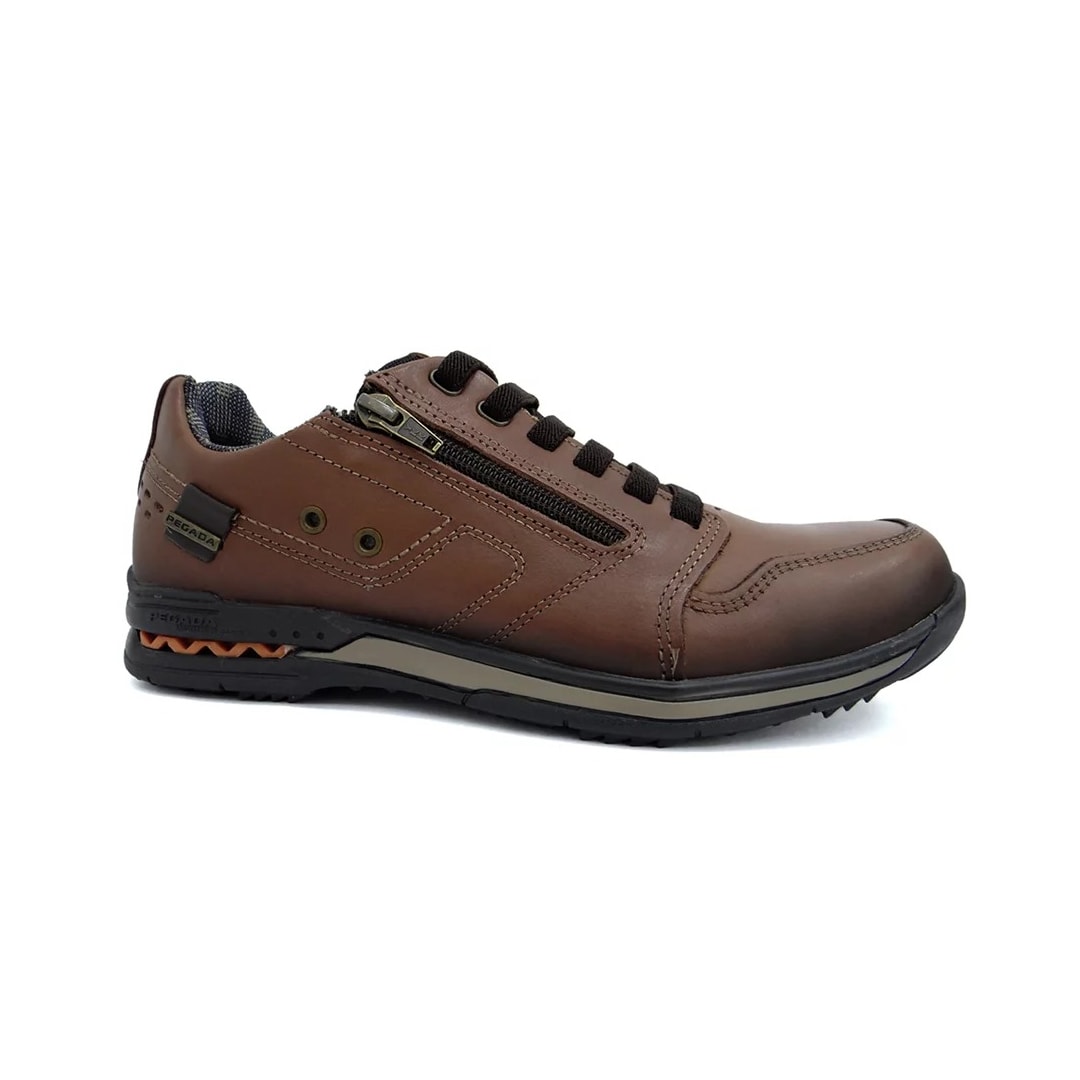 Sapatênis Pegada Masculino de Couro 114858 Pinhao/Brown