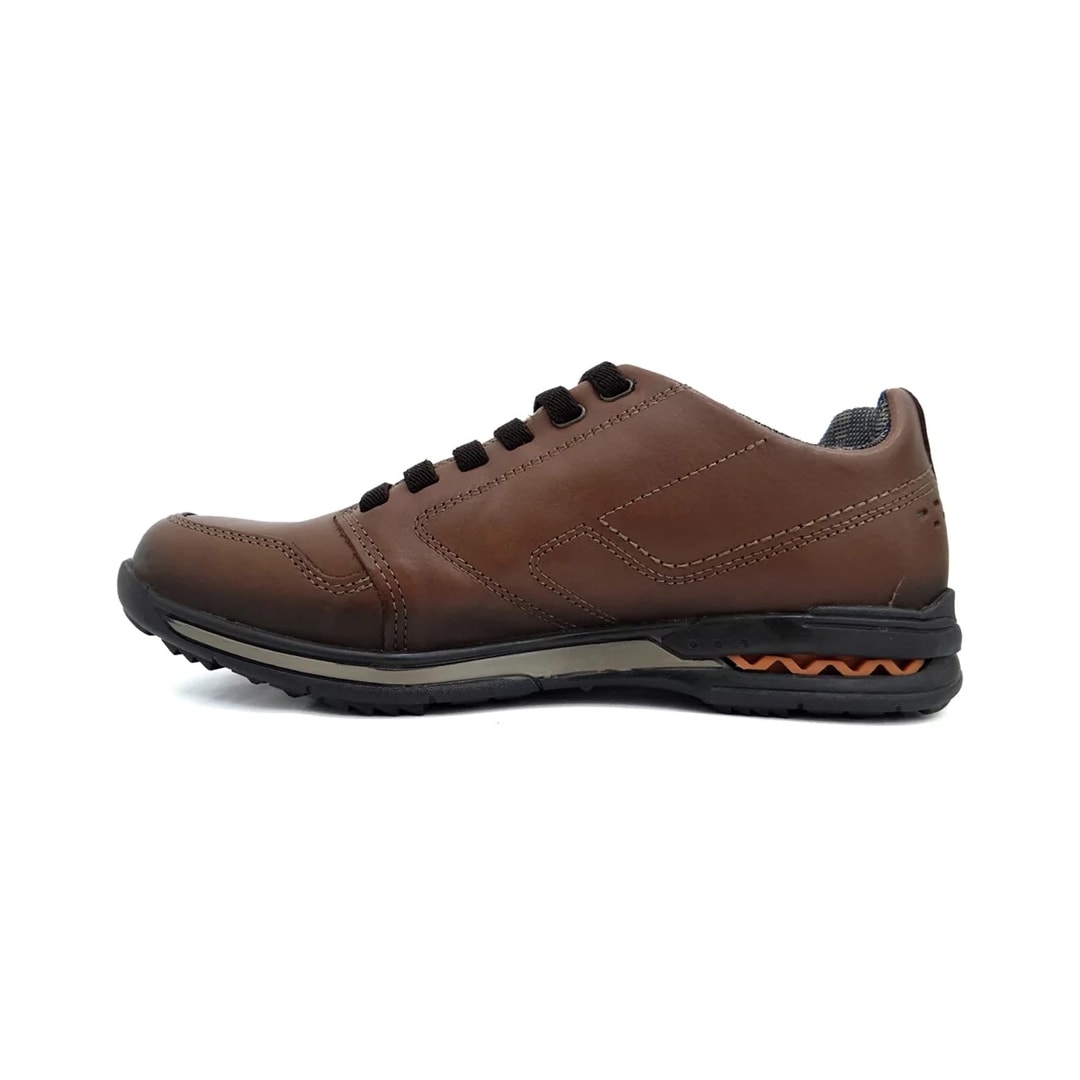 Sapatênis Pegada Masculino de Couro 114858 Pinhao/Brown