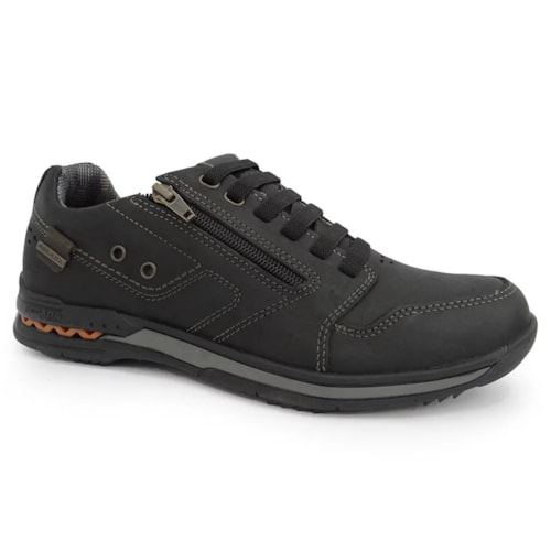 Sapatenis Pegada Masculino de Couro 114858 Preto/Cravo