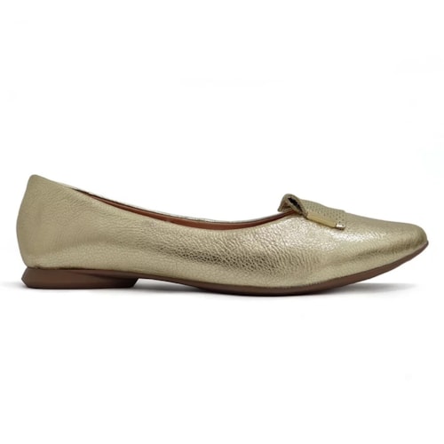 Detalhe - Sapatilha Bottero Bico Fino De Couro 360403 Dourado