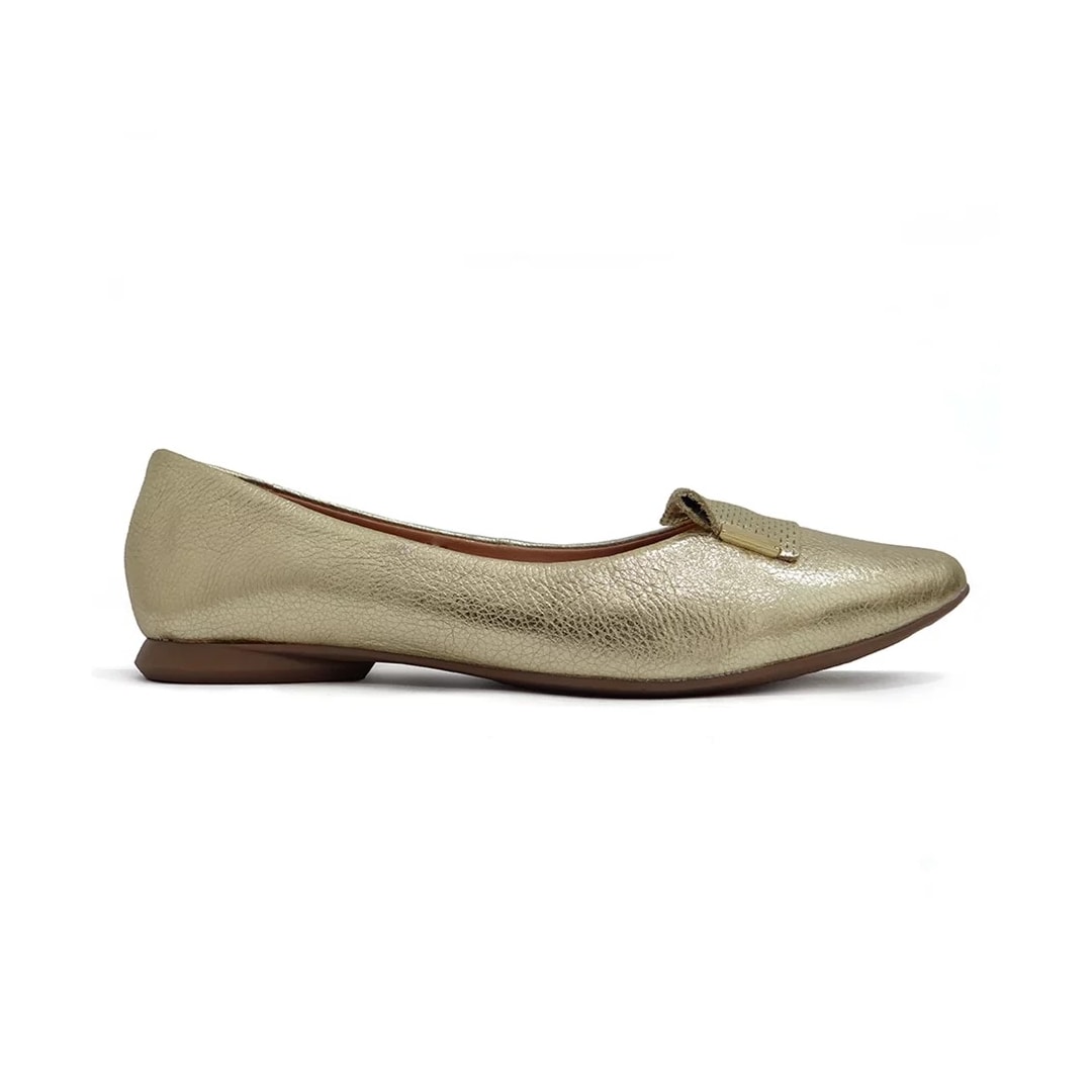 Sapatilha Bottero Bico Fino De Couro 360403 Dourado