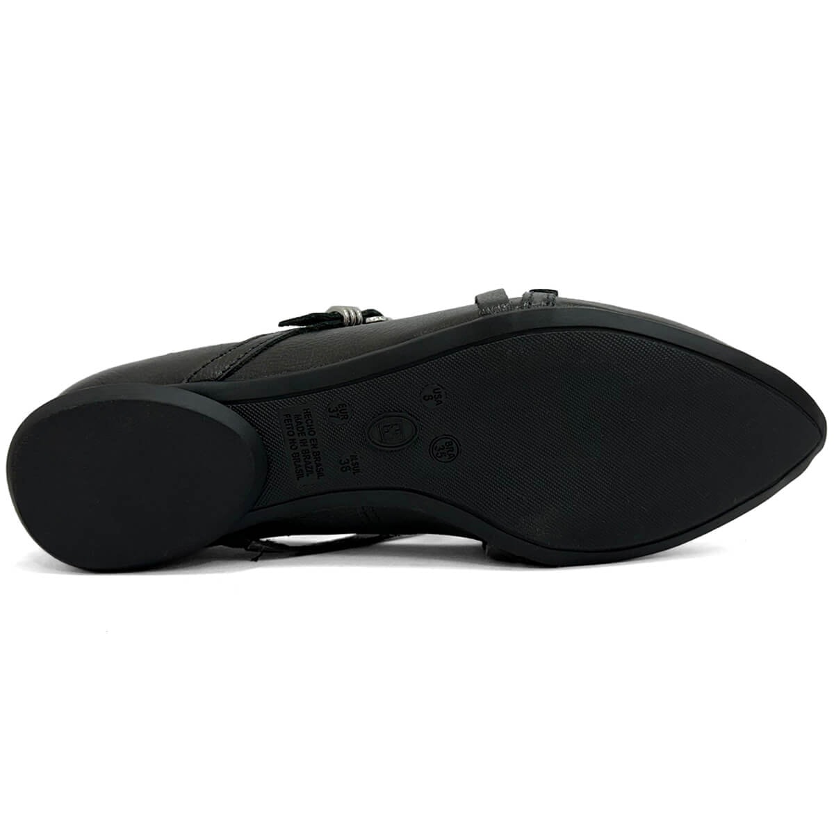 Sapatilha Bottero De Couro Bico Fino 360408 Preto