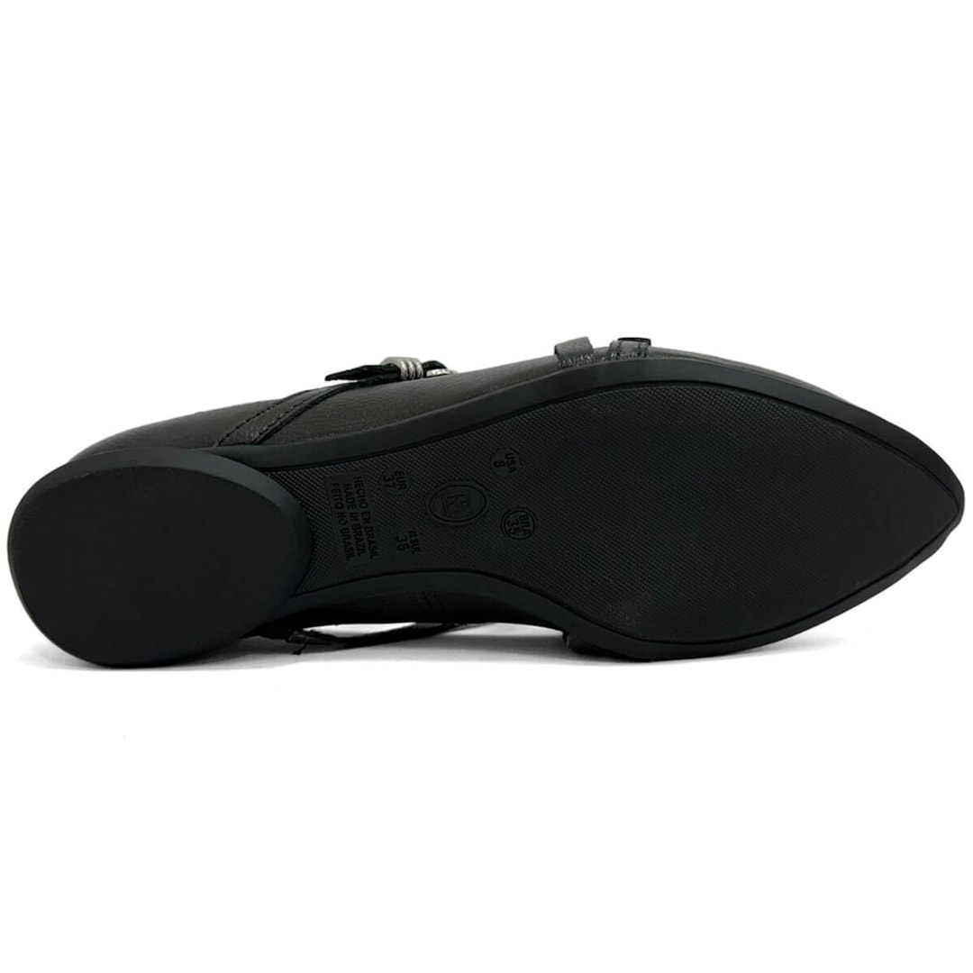 Sapatilha Bottero De Couro Bico Fino 360408 Preto