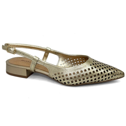 Sapatilha Bottero Slingback De Couro Bico Fino 354811-1 Dourado