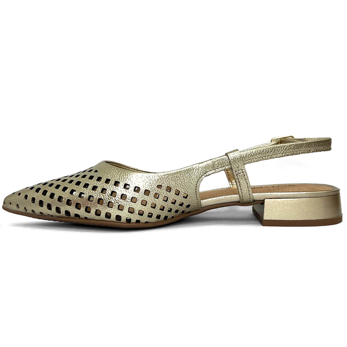 Sapatilha Bottero Slingback De Couro Bico Fino 354811-1 Dourado Sapatilha Bottero Slingback De Couro Bico Fino 354811-1 Dourado