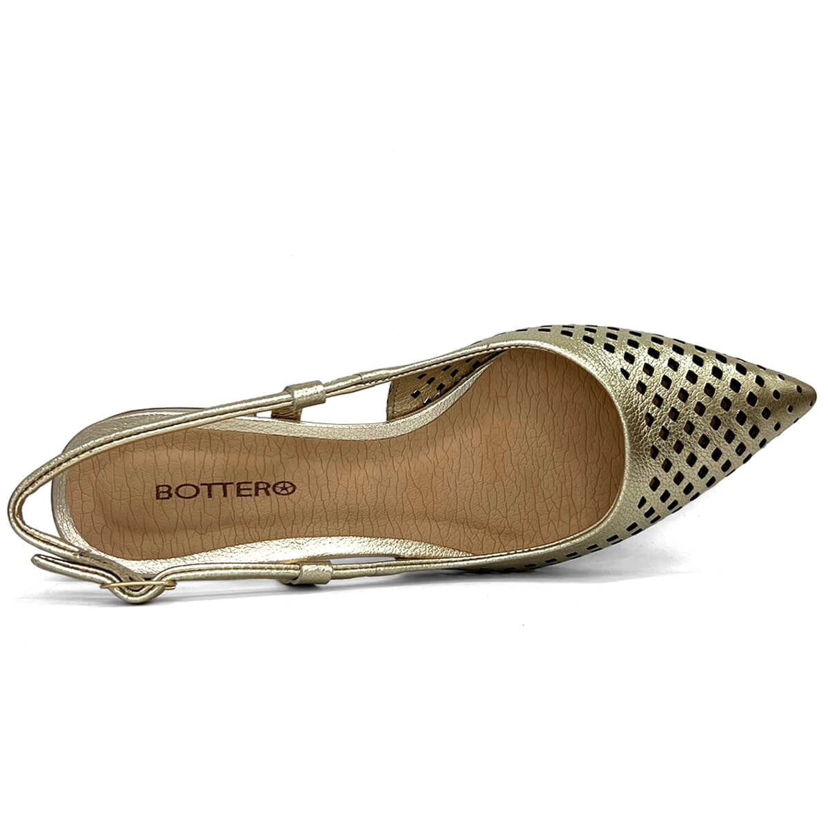 Sapatilha Bottero Slingback De Couro Bico Fino 354811-1 Dourado Sapatilha Bottero Slingback De Couro Bico Fino 354811-1 Dourado