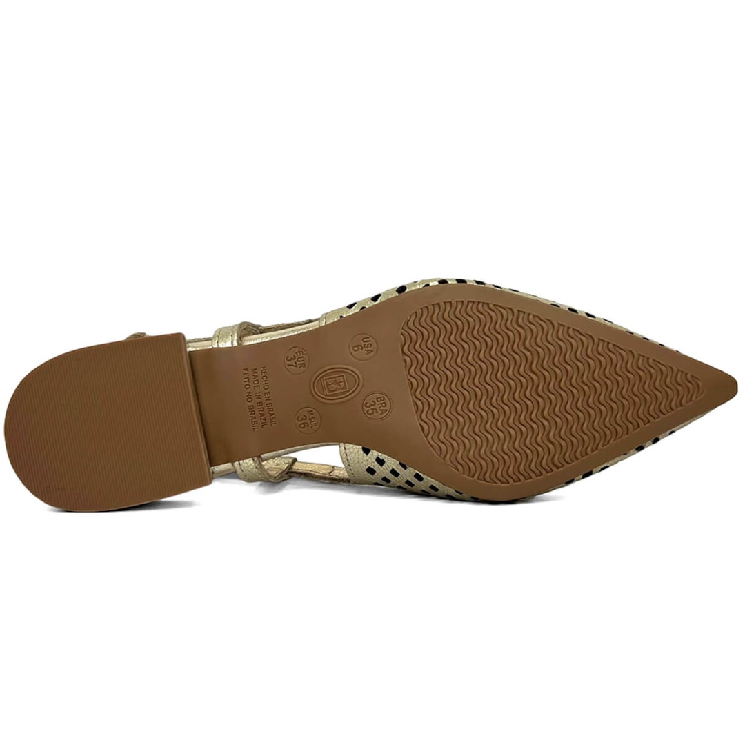 Sapatilha Bottero Slingback De Couro Bico Fino 354811-1 Dourado