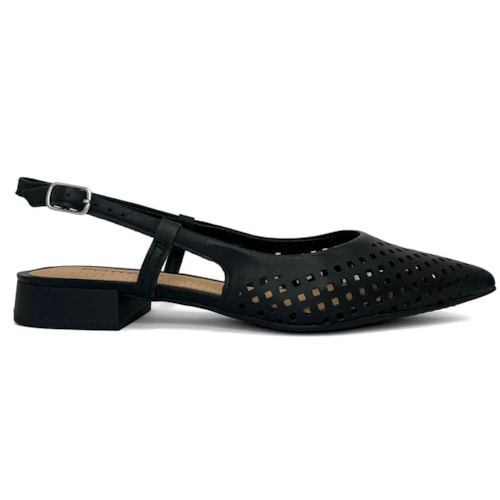 Sapatilha Bottero Slingback De Couro Bico Fino 354811 Preto