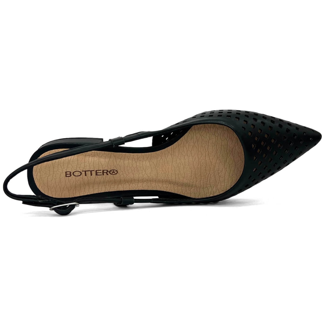 Sapatilha Bottero Slingback De Couro Bico Fino 354811 Preto