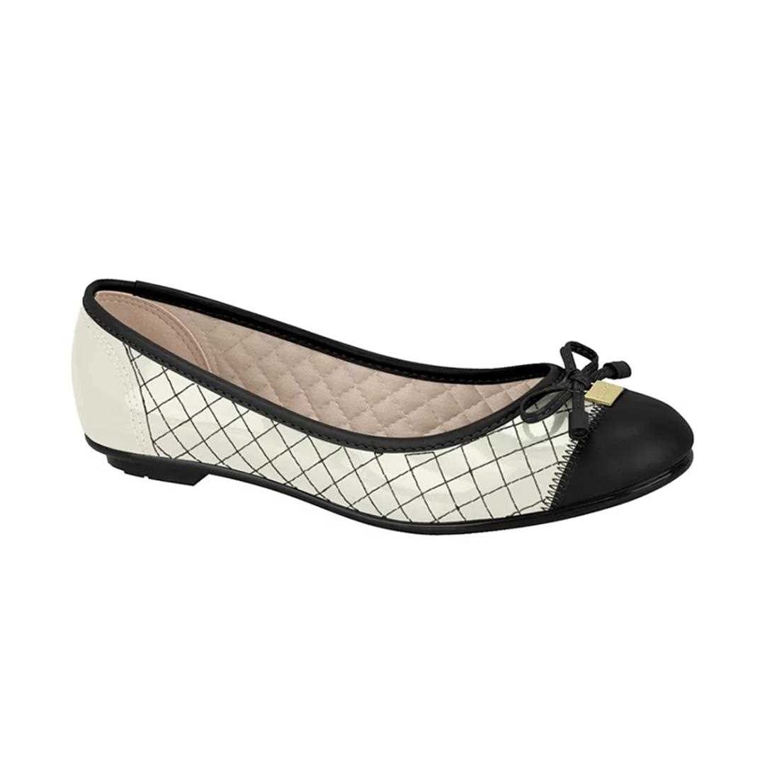 Sapatilha Matelada Feminino 5027.1307 Moleca Branco/Preto