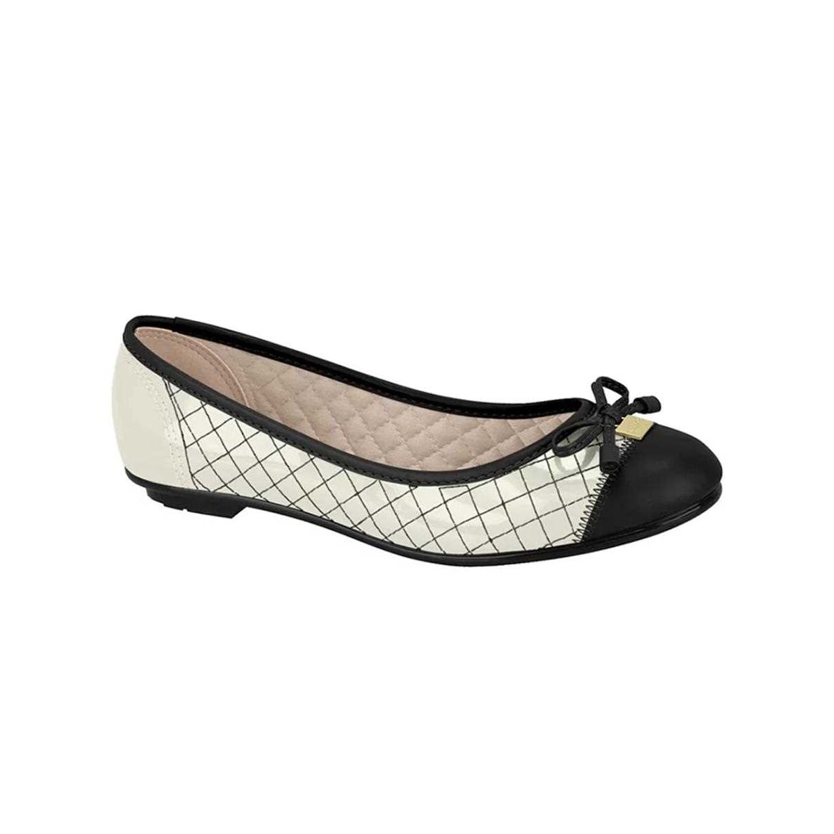 Sapatilha Matelada Feminino 5027.1307 Moleca Branco/Preto Sapatilha Matelada Feminino 5027.1307 Moleca Branco/Preto
