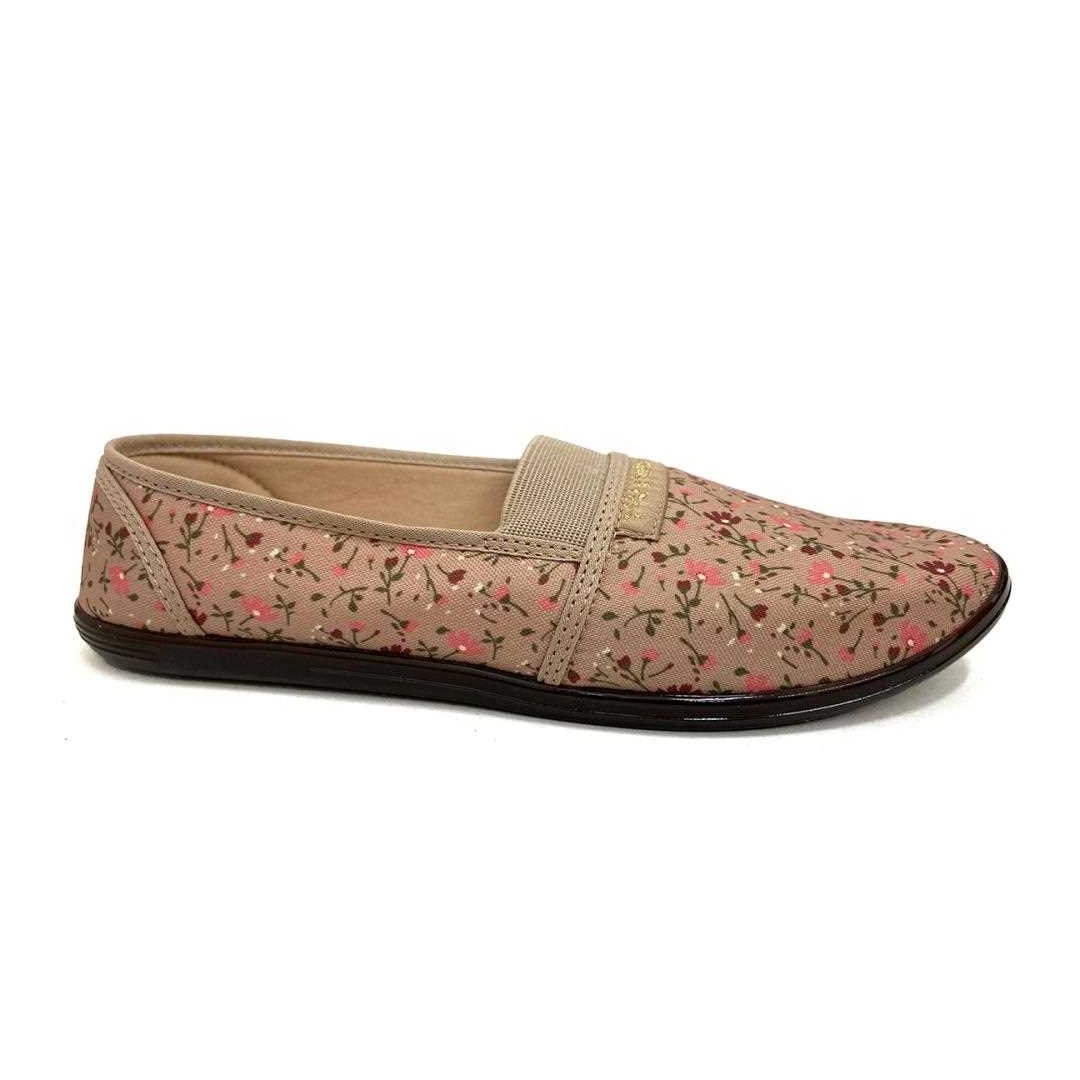Sapatilha Moleca de Brim 520.59 Bege Floral Sapatilha Moleca de Brim 520.59 Bege Floral