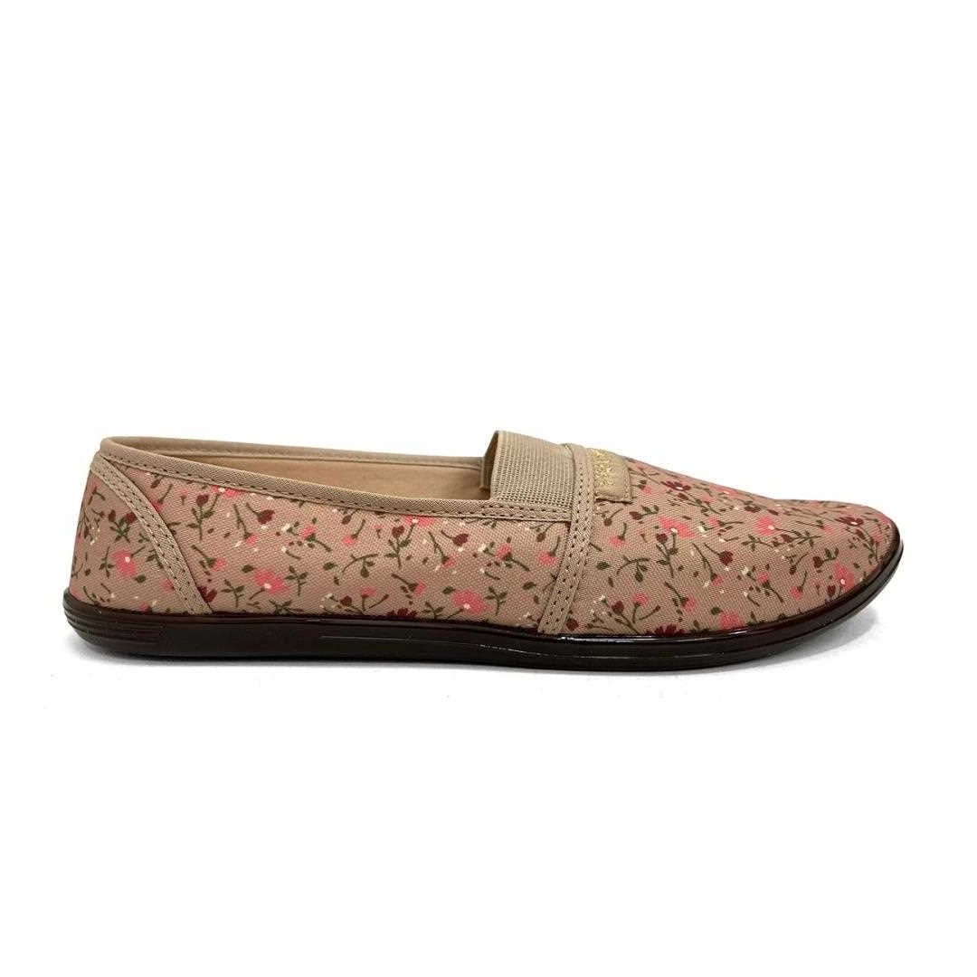 Sapatilha Moleca de Brim 520.59 Bege Floral