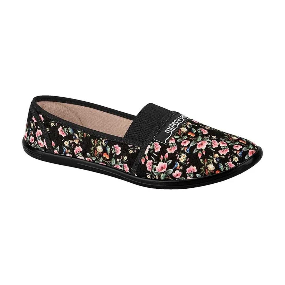 Sapatilha Moleca de Brim 520.59 Multi Preto Floral