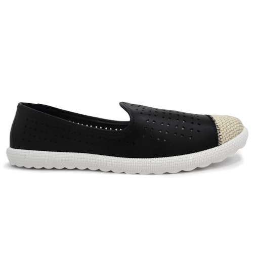 Detalhe - Sapatilha Moleca Espadrille 5748.119 Preto/Cru