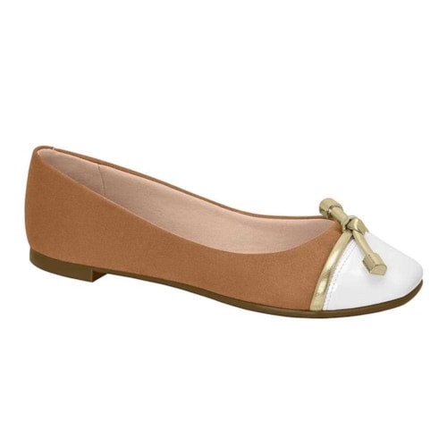 Sapatilha Moleca  Feminina 5724.102 Camel/Branco