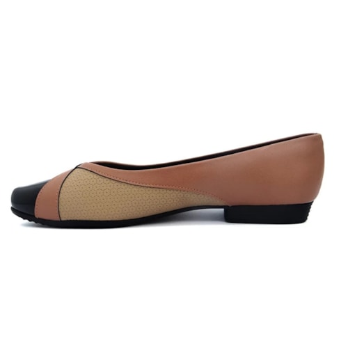 Sapatilha Piccadilly Feminina 250205 Terracota/Nude/Preto