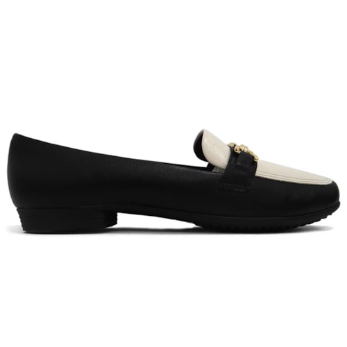 Detalhe - Sapatilha Piccadilly Mocassim 250230 Preto/Off White
