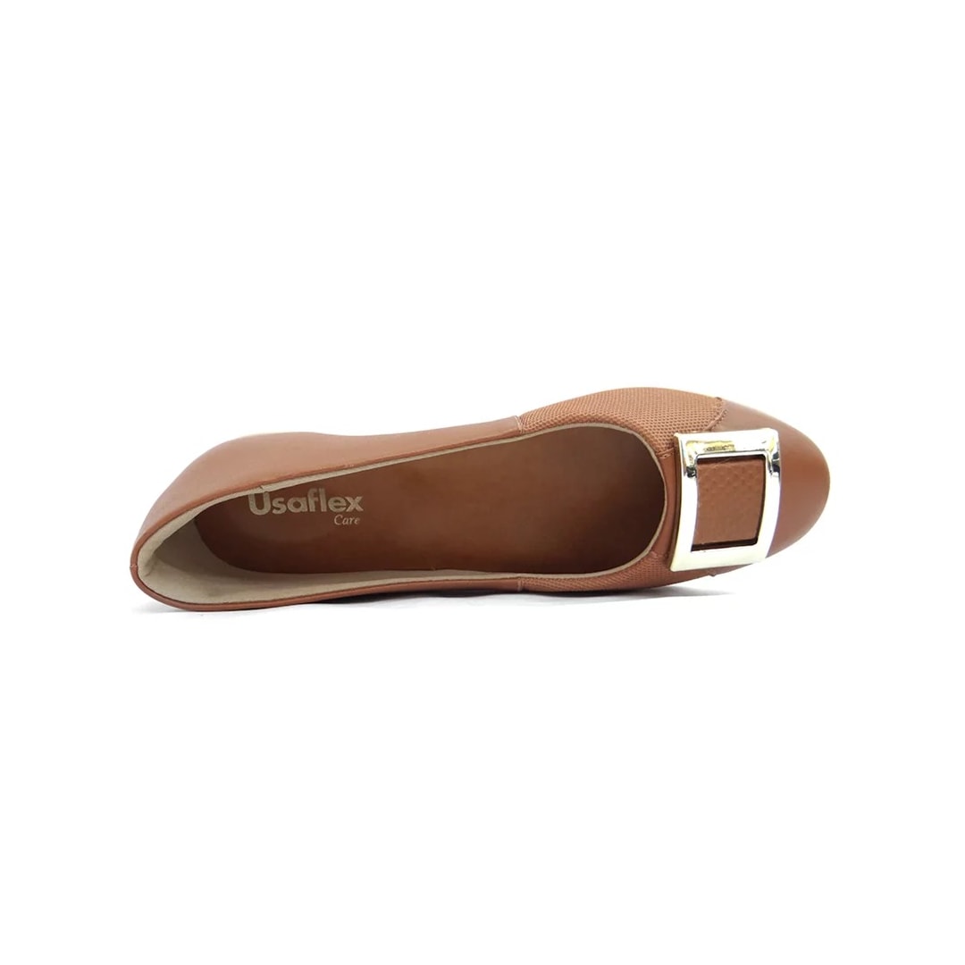 Sapatilha Usaflex Couro Conforto Ae2703 Canela