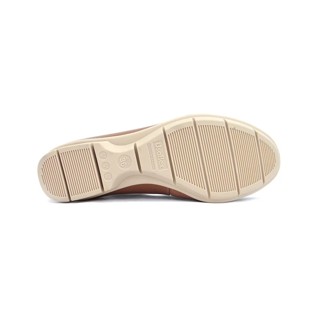 Sapatilha Usaflex Couro Conforto Ae2703 Canela Sapatilha Usaflex Couro Conforto Ae2703 Canela