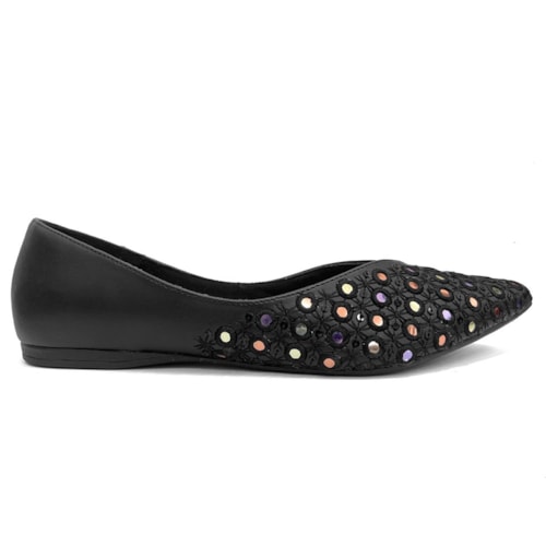 Detalhe - Sapatilha Valentina Bico Fino 001 Preto