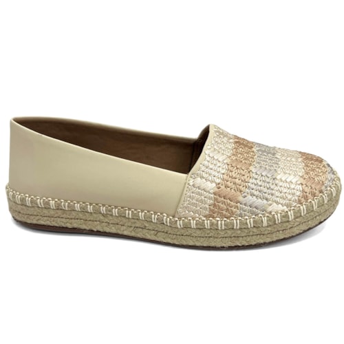 Sapatilha Valentina Espadrille Bordada 392395 Manteiga