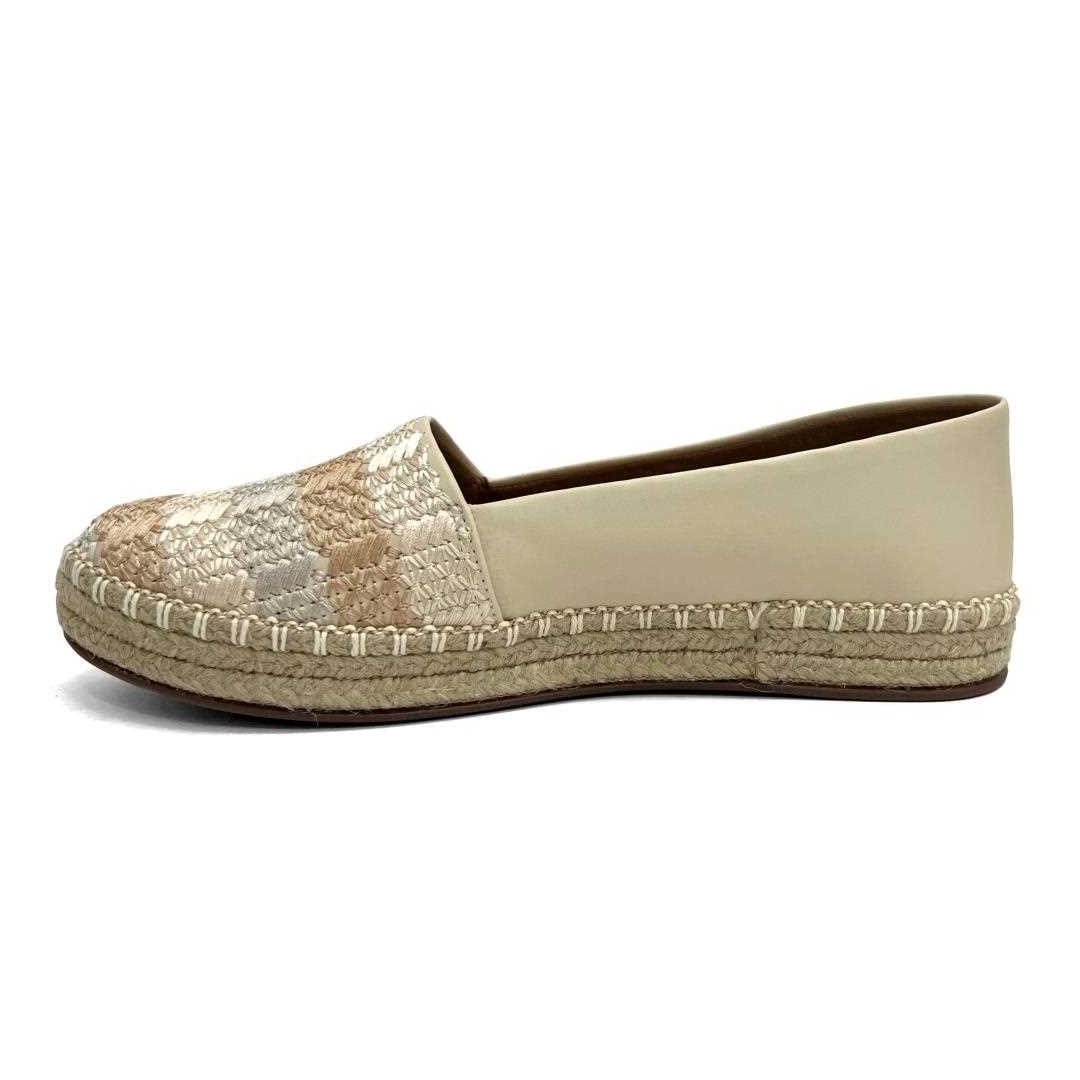 Sapatilha Valentina Espadrille Bordada 392395 Manteiga Sapatilha Valentina Espadrille Bordada 392395 Manteiga